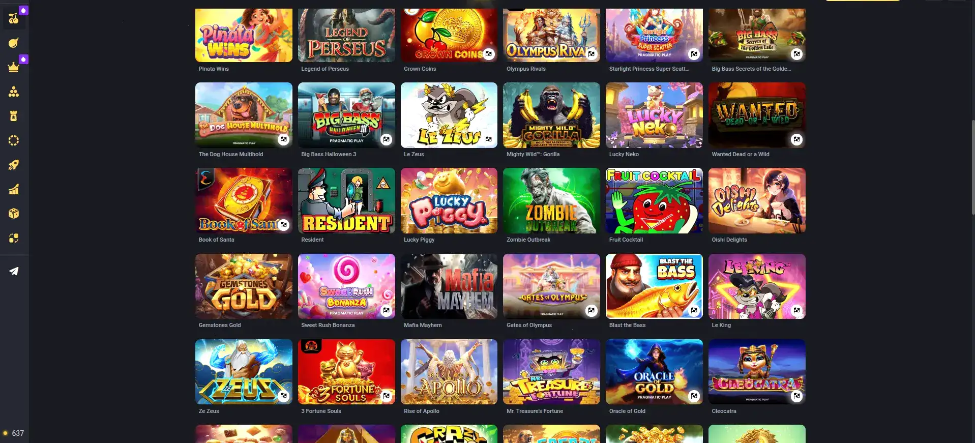 Интерфейс игрового зала казино Кент